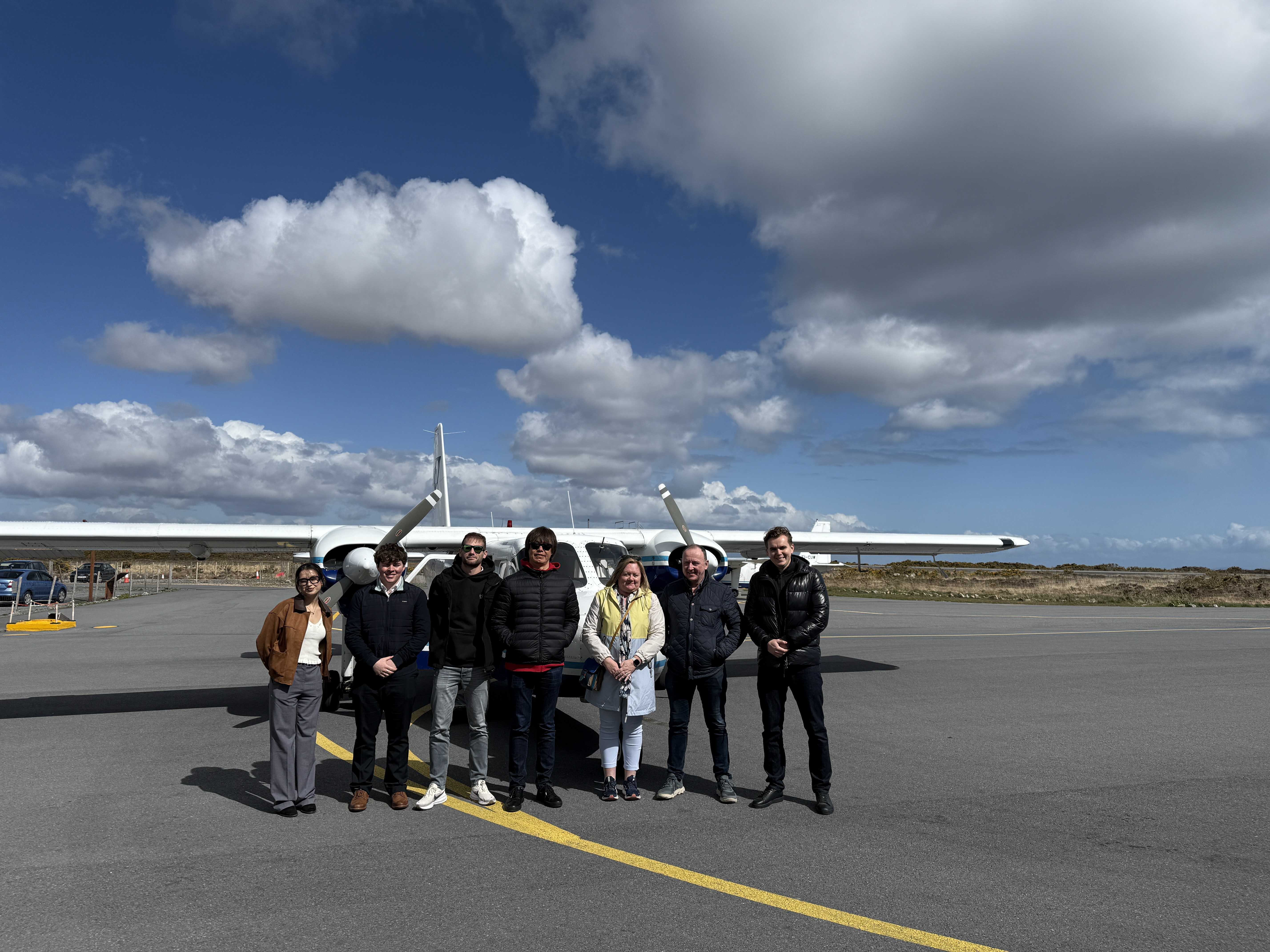 The Farel and Aer Arann Islands teams in front of a Britten-Norman Islander at Connemara Airport after the Farel go-live.