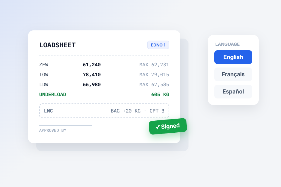 Loadsheet in your language
